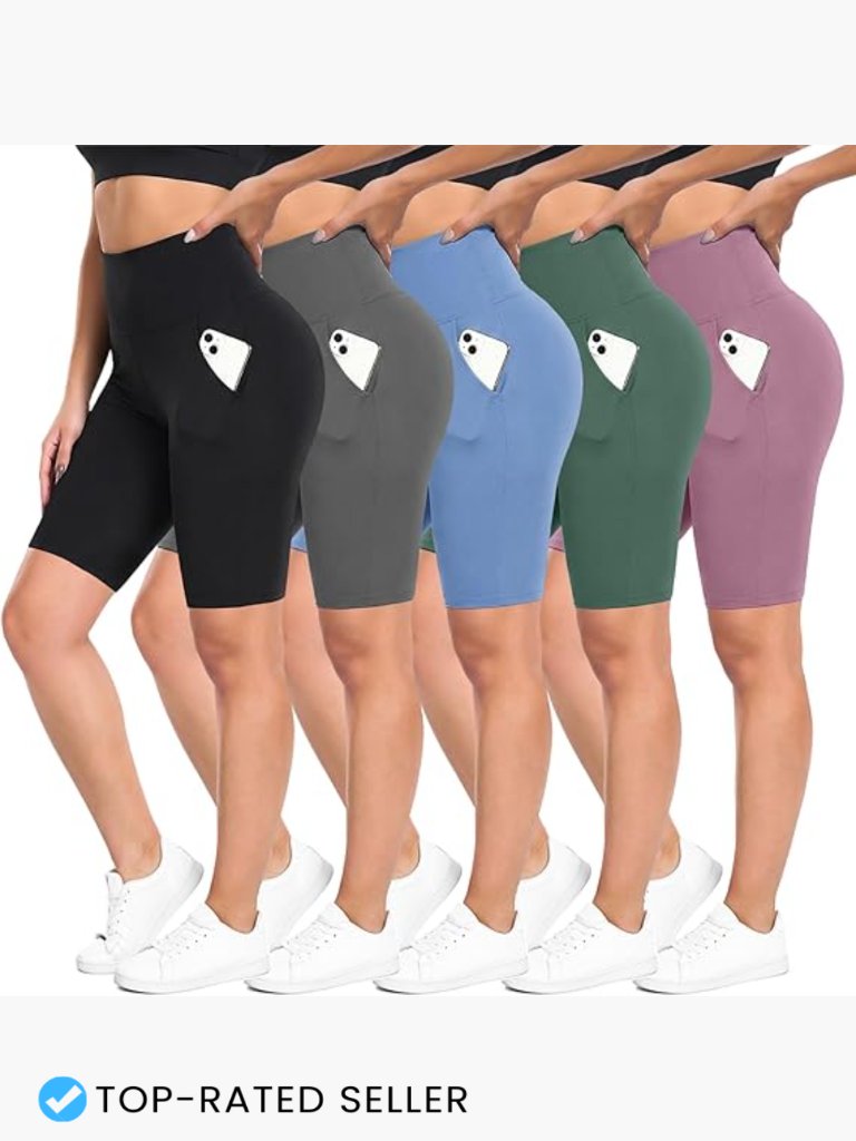 5 Pack High Waist Biker Shorts Buttery Soft 8" Workout Yoga Athletic